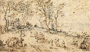 BRUEGHEL, Jan the Elder Villagers on their Way to Market f china oil painting reproduction